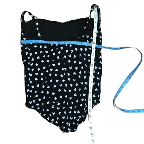Handmade Swimsuit Women's Size Medium Black White Twist-Top Ruched One Piece - Picture 4 of 8